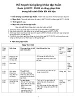 Kế hoạch bài giảng khóa tập huấn Quản lý RRTT DVCĐ có lồng ghép Giới  trong bối cảnh Biến đổi khí hậu