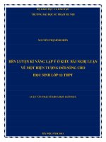 rèn luyện kỉ năng lập ý ở kiểu bài nghị luận về một hiện tượng đời sống cho học sinh lớp 12 thpt 