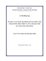 tổ chức và sử dụng hệ thống bài tập tiếng việt theo hướng phát triển tư duy cho học sinh bậc trung học phổ thông 