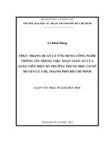 thực trạng quản lý ứng dụng công nghệ thông tin trong việc soạn giáo án của giáo viên một số trường trung học cơ sở huyện củ chi, thành phố hồ chí minh 