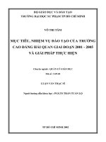 mục tiêu, nhiệm vụ đào tạo của trường cao đẳng hải quan giai đoạn 2001   2005 và giải pháp thực hiện 