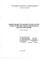 Nghiên cứu một số loại hình tổ chức chủ yếu trong chuyển giao tiến bộ công nghệ vào sản xuất nông nghiệp 