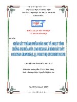 Khảo sát thành phần hóa học và hoặt tính chống õi hóa của cao hẽan lá bình bát dây coccinia grandí (l ) j voigt họ cucurbitaceae 