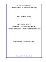 thực trạng quản lí hoạt động tham vấn học đường trường trung học tại thành phố hồ chí minh 