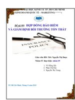 Tiểu luận môn vận tải bảo hiểm ngoại thương HỢP ĐỒNG BẢO HIỂM VÀ GIÁM ĐỊNH BỒI THƯỜNG TỔN THẤT