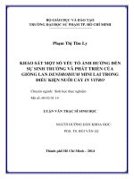 khảo sát một số yếu tố ảnh hưởng đến sự sinh trưởng và phát triển của giống lan dendrobium mini lai trong điều kiện nuôi cấy in vitro 