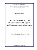 thực trạng nhận thức về tình dục ở học sinh một số trường thpt tại tp  hồ chí minh 