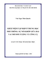 khái niệm tập hợp ở trung học phổ thông, sự nối khớp giữa hai vai trò đối tượng và công cụ 