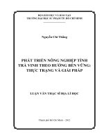phát triển nông nghiệp tỉnh trà vinh theo hướng bền vững, thực trạng và giải pháp 