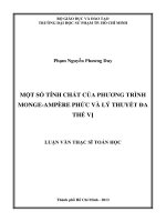 một số tính chất của phương trình monge ampère phức và lý thuyết đa thế vị 