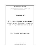thực trạng quản lý hoạt động phối hợp giữa nhà trường và gia đình ở các trường mầm non quận 3 thành phố hồ chí minh 