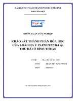 khảo sát thành phần hóa học của loài địa y parmotrema sp  thu hái ở bình thuận 