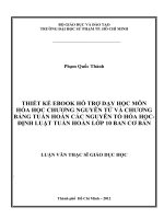 thiết kế ebook hỗ trợ dạy học môn hóa học chương nguyên tử và chương bảng tuần hoàn các nguyên tố hóa học  định luật tuần hoàn lớp 10 ban cơ bản 