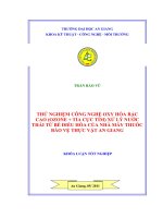 Thử nghiệm công nghệ oxy hóa bậc cao (ozone + tia cực tím) xử lý nước thải từ bể điều hòa của nhà máy thuốc bảo vệ thực vật an giang 