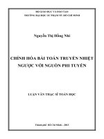 chỉnh hóa bài toán truyền nhiệt ngược với nguồn phi tuyến 