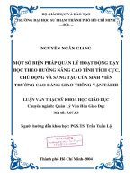 một số biện pháp quản lý hoạt động dạy học theo hướng nâng cao tính tích cực, chủ động và sáng tạo của sinh viên trường cao đẳng giao thông vận tải iii 