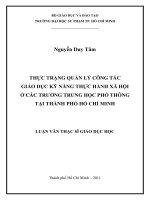 thực trạng quản lý công tác giáo dục kỹ năng thực hành xã hội ở các trường trung học phổ thông tại thành phố hồ chí minh 