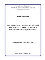 một số biện pháp tạo hứng thú góp phần nâng cao kết quả học tập phần hóa hữu cơ lớp 11 trung học phổ thông 