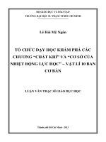 tổ chức dạy học khám phá các chương “chất khí” và “cơ sở của nhiệt động lực học” – vật lí 10 ban cơ bản 