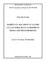 nghiên cứu đặc điểm và vai trò của lactobacillus acidophilus trong chế phẩm probiotic 