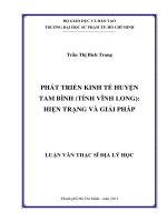 phát triển kinh tế huyện tam bình (tỉnh vĩnh long), hiện trạng và giải pháp 