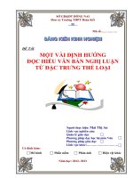 skkn một vài ĐỊNH HƯỚNG đọc HIỂU văn bản NGHỊ LUẬN  từ đặc TRƯNG THỂ LOẠI 