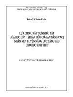 Lựa chọn, xây dựng bài tập hóa học lớp 11 (phần hữu cơ   ban nâng cao) nhằm rèn luyện năng lực sáng tạo cho học sinh THPT 