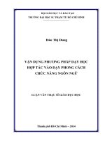 vận dụng phương pháp dạy học hợp tác vào dạy phong cách chức năng ngôn ngữ 