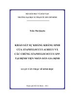 khảo sát sự kháng kháng sinh của staphyloccus aureus và các chủng staphylococcus spp  tại bệnh viện nhân dân gia định 