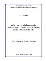 Nhóm loại từ chỉ bất động vật trong tiếng việt và các từ tương đương trong tiếng hán hiện đại 