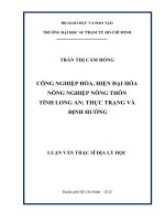 công nghiệp hóa, hiện đại hóa nông nghiệp nông thôn tỉnh long an, thực trạng và định hướng 