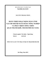 Hoàn thiện hoạt động bảo lãnh tại chi nhánh ngân hàng nông nghiệp phát triển nông thôn quận thanh khê, thành phố đà nẵng 