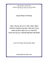 thực trạng quản lý việc thực hiện chương trình giáo dục trẻ mẫu giáo theo hướng mới tại các trường mầm non quận 5 thành phố hồ chí minh 