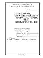 skkn các BIỆN PHÁP hạn CHẾ và sửa CHỮA SAI lầm của học SINH KHI GIẢI bài tập hóa học 