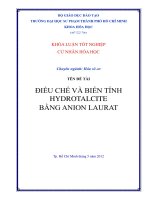 điều chế và biến tính hydrotalcite bằng anion laurat