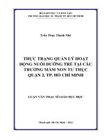 thực trạng quản lý hoạt động nuôi dưỡng trẻ tại các trường mầm non tư thục quận 2, tp  hồ chí minh 