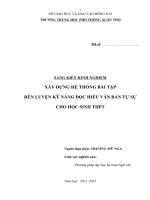 skkn xây DỰNG hệ THỐNG bài tập rèn LUYỆN kỹ NĂNG đọc HIỂU văn bản tự sự CHO học SINH THPT 