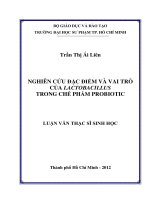 nghiên cứu đặc điểm và vai trò của lactobacillus trong chế phẩm probiotic 