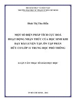 một số biện pháp tích cực hoá hoạt động nhận thức của học sinh khi dạy bài luyện tập, ôn tập phần hữu cơ lớp 11 trung học phổ thông 