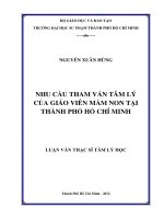 nhu cầu tham vấn tâm lý của giáo viên mầm non tại thành phố hồ chí minh 