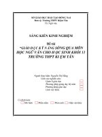 skkn GIÁO dục kĩ NĂNG SỐNG QUA môn học NGỮ văn CHO học SINH lớp 11 TRƯỜNG THPH KIỆM tân 