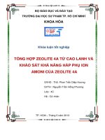 tổng hợp zeolite 4a từ cao lanh và khảo sát khả năng hấp phụ ion amoni của zeolite 4a 