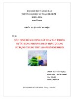 xác định hàm lượng sắt hoà tan trong nước bằng phương pháp trắc quang sử dụng thuốc thử 1,10–phenantrolin 