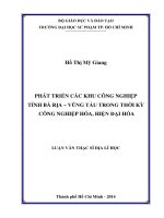 phát triển các khu công nghiệp tỉnh bà rịa – vũng tàu trong thời kỳ công nghiệp hóa, hiện đại hóa 