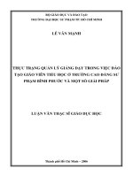thực trạng quản lý giảng dạy trong việc đào tạo giáo viên tiểu học ở trường cao đẳng sư phạm bình phước và một số giải pháp 