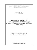 hoạt động phòng thủ của hệ thống ấp chiến lược ở miền nam việt nam thời mỹ   diệm (1961   1965) 