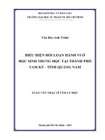 biểu hiện rối loạn hành vi ở học sinh trung học tại thành phố tam kỳ   tỉnh quảng nam 