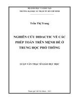 nghiên cứu didactic về các phép toán trên mệnh đề ở trung học phổ thông 