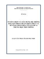 tuyển chọn và xây dựng hệ thống bài tập theo chuẩn kiến thức và kĩ năng phần hóa vô cơ lớp 12 trung học phổ thông 