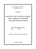 Giải quyết việc làm cho lao động nông nghiệp tại thành phố đồng hới tỉnh quảng bình
